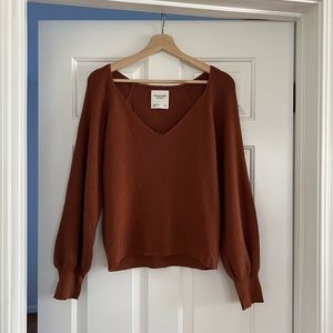 Abercrombie & Fitch puff sleeve sweater (orange spice) L